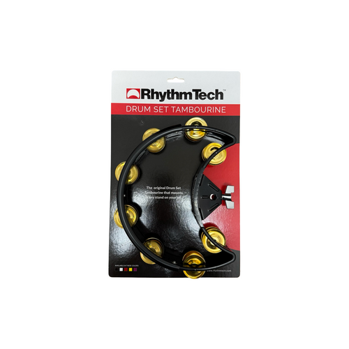 Vist Large View of Product Image Which is New RHYTHM TECH DRUM SET TAMBOURINE - BLACK WITH BRASS