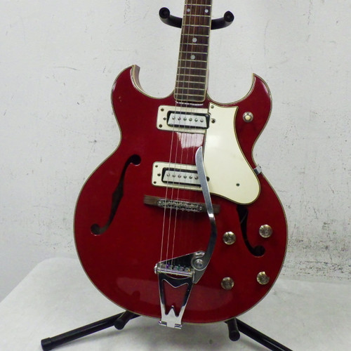 Vist Large View of Product Image Which is Used Silvertone 1460 Vintage Semi-Hollow Electric Guitar Red 6-String