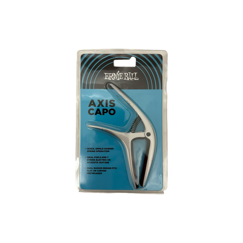 Vist Large View of Product Image Which is New ERNIE BALL AXIS DUAL RADIUS CAPO - SILVER SATIN