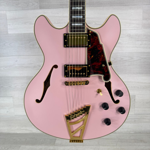 Vist Large View of Product Image Which is Used D'Angelico Deluxe DC Semi-hollowbody Electric Guitar - Matte Rose Gold - Case Included
