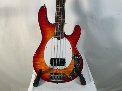 Vist Large View of Product Image Which is Used Sterling by Ernie Ball STING RAY RAY 34 Bass Guitar Cherry Sunburst 4-String