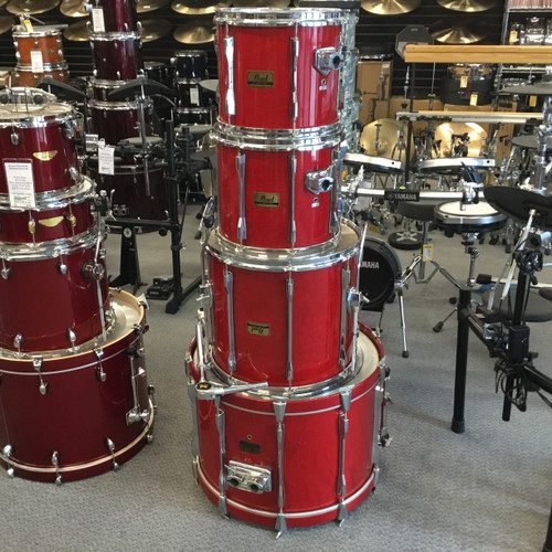 Vist Large View of Product Image Which is Used Pearl All Birch Red Lacquer 4 Piece Drum Shell Kit