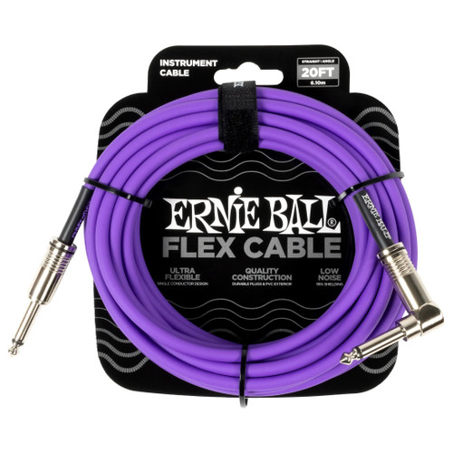 Vist Large View of Product Image Which is New - ERNIE BALL 6466 20FT ANGLE/STRAIGHT FLEX CABLE PURPLE