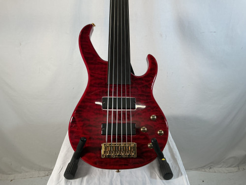 Used BRICE 6 STRING FRETLESS BASS Bass Guitar Red 6-String 40012-S000307622 Vist Large View of Product Image Which is Used BRICE 6 STRING FRETLESS BASS Bass Guitar Red 6-String