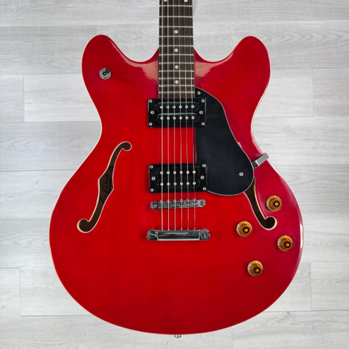 Used Oscar Schmidt OE-30 Delta King Semi-hollowbody Electric Guitar - Red 40112-S000180411 Vist Large View of Product Image Which is Used Oscar Schmidt OE-30 Delta King Semi-hollowbody Electric Guitar - Red