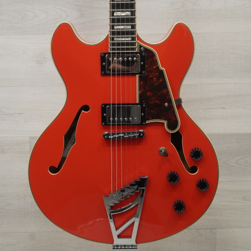 Vist Large View of Product Image Which is Used D'angelico Premier Dc Fiesta Red Stairstep Semi-hollow Electric Guitar Red 6-String