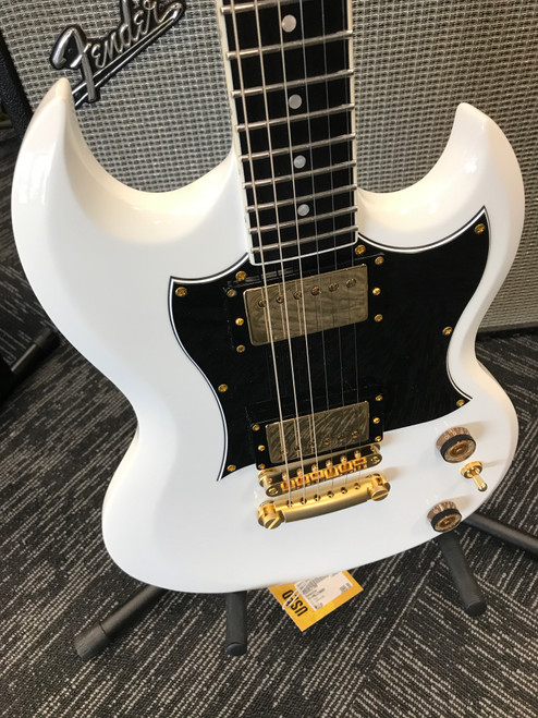 Vist Large View of Product Image Which is Used Schecter ZV-H6LLYW66D Double Cut Electric Guitar White 6-String