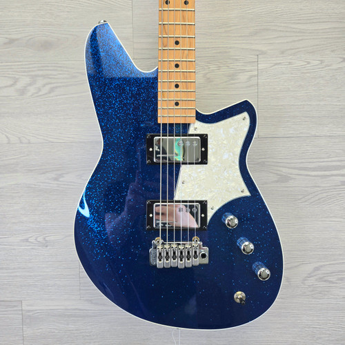 Vist Large View of Product Image Which is Used Reverend Descent W Baritone Blue Sparkle --26.75" Scale Length-- w/OHSC