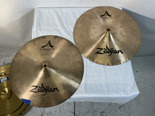 Vist Large View of Product Image Which is Used Zildjian A 14 MASTERSOUND HIHATS AS IS CRACK Hi Hat Cymbals 14"