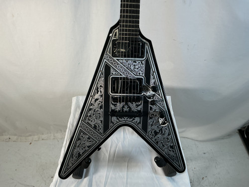 Used Schecter V-1 PRZYM PALLADIUM BLACK Electric Guitar Black 6-String 40012-S000308006 Vist Large View of Product Image Which is Used Schecter V-1 PRZYM PALLADIUM BLACK Electric Guitar Black 6-String