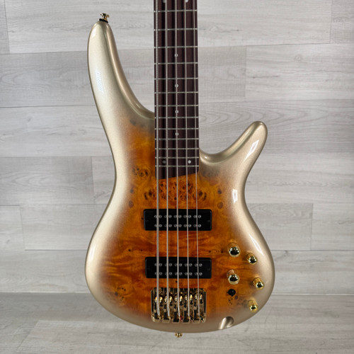 Used Ibanez SR405EPBDX 5-string Bass Guitar - Mars Gold Metallic Burst 40112-S000180495 Vist Large View of Product Image Which is Used Ibanez SR405EPBDX 5-string Bass Guitar - Mars Gold Metallic Burst