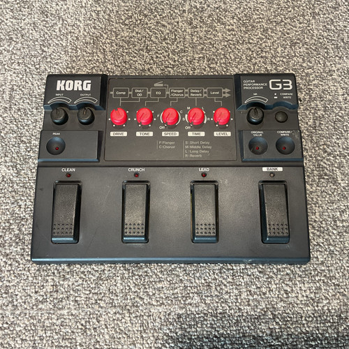 Used KORG G3 GUITAR PERFORMANCE PROCESSOR Multi-FX Pedal 41106-S000097253 Vist Large View of Product Image Which is Used KORG G3 GUITAR PERFORMANCE PROCESSOR Multi-FX Pedal