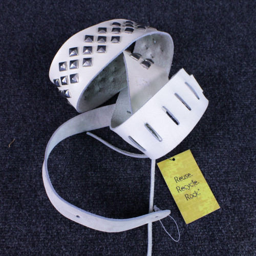 Vist Large View of Product Image Which is Used LEATHER STRAP WHITE STUDS Guitar Accessory
