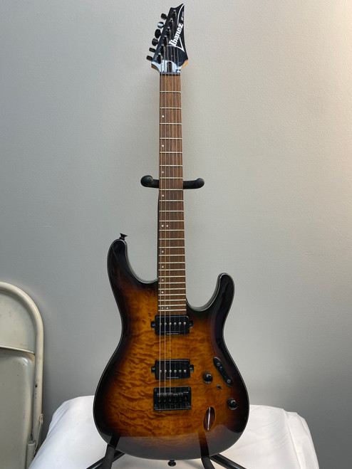 Vist Large View of Product Image Which is Used Ibanez S621QM WITH SEYMOUR P-RAILS Super S Electric Guitar Sunburst 6-String