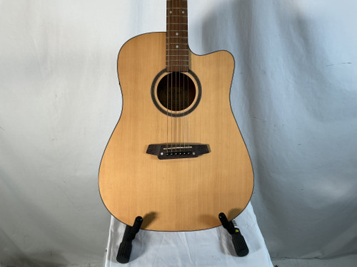 Vist Large View of Product Image Which is Used Carlo Robelli AS-IS BRIDGE LIFT G600CE Solid Top Acoustic Guitar Natural