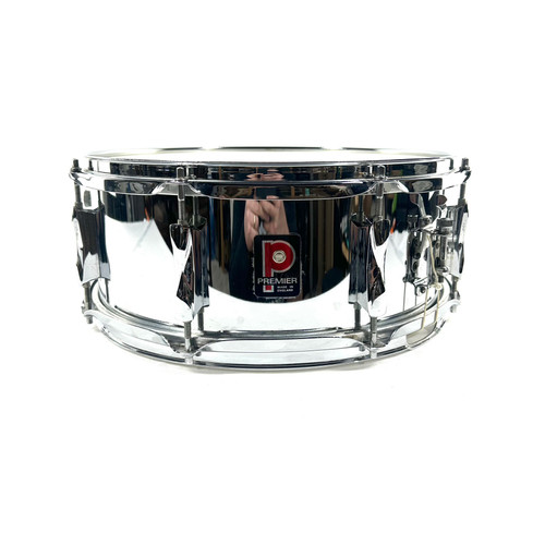 Vist Large View of Product Image Which is Used Premier 5.5 x 14 Inch Chrome Over Steel Snare Drum