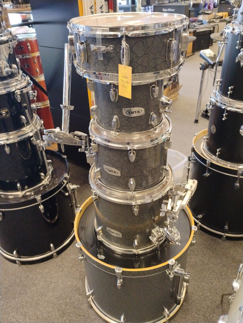 Vist Large View of Product Image Which is Used Mapex 5 PIECE GREY CRACKLE Drum Kit Silver/Gray 22" Kick Drum