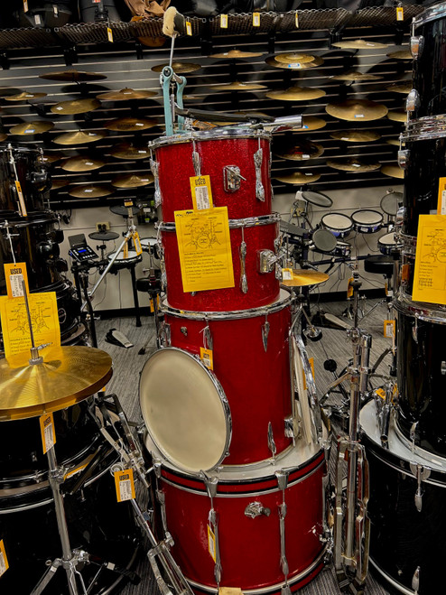 Vist Large View of Product Image Which is Used Premier 4 PIECE DRUMKIT 13/14/16/24/ NO SNARE Drum Shells and Hardware Red