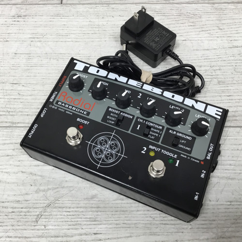 Vist Large View of Product Image Which is Used Radial Tonebone Bassbone With PSU Bass Pre-Amp Pedal