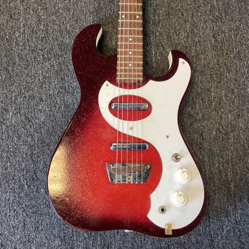Used Silvertone 1457 Vintage Double Cutaway Electric Guitar Red 6-String 40111-S000190803 Vist Large View of Product Image Which is Used Silvertone 1457 Vintage Double Cutaway Electric Guitar Red 6-String