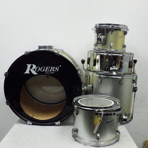 Vist Large View of Product Image Which is Used Rogers 5 Piece Drum Kit with Hardware Drum Shells and Hardware Silver/Gray