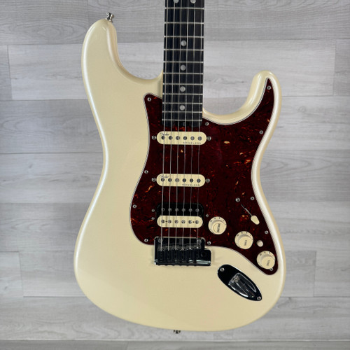 Vist Large View of Product Image Which is Used Fender American Elite Stratocaster HSS Shawbucker - Olympic Pearl with Ebony Fingerboard - Case Included