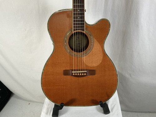 Vist Large View of Product Image Which is Used Samick OM-8CE Solid Top Acoustic Guitar Natural