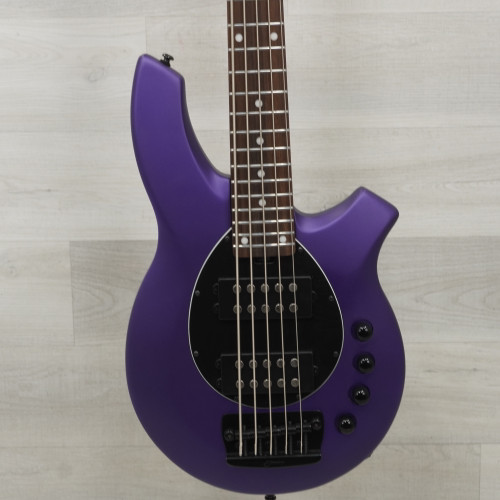 Vist Large View of Product Image Which is Used Sterling By Ernie Ball Bongo 5 Bass Guitar Firemist Purple Satin
