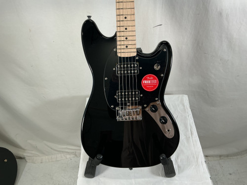 Vist Large View of Product Image Which is Used Squier FSR SONIC MUSTANG Offset Double Cutaway Electric Guitar Black 6-String