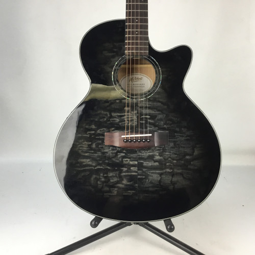 Vist Large View of Product Image Which is Used Mitchell MX-430QAB/MBK Laminate Top Acoustic Guitar Black