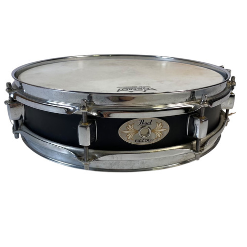 Vist Large View of Product Image Which is Used Pearl 13" X 3" BLACK STEEL PICCOLO SNARE Drum
