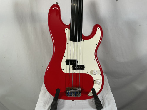 Vist Large View of Product Image Which is Used Squier PARTS FRETLESS BASS Bass Guitar Red 4-String