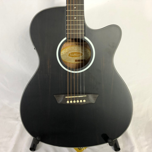 Vist Large View of Product Image Which is Used Washburn DEEP FOREST EBONY AUDITORIUM Laminate Top Acoustic Guitar Wood 6-String