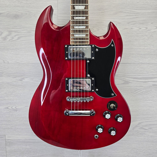 Vist Large View of Product Image Which is Used LEO JAYMZ DOUBLE CUT STANDARD SG Type Electric Guitar Red 6-String