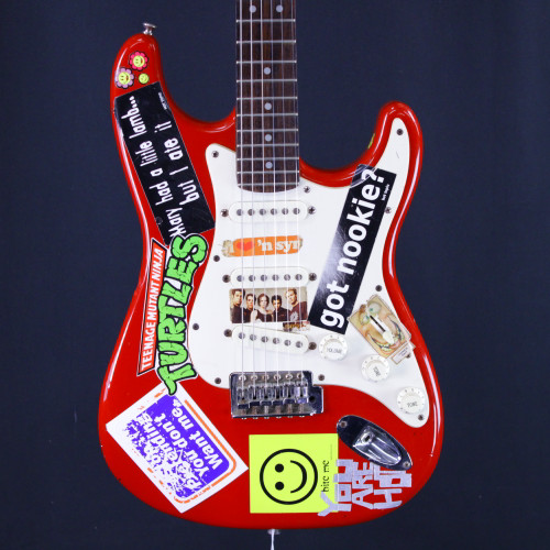 Vist Large View of Product Image Which is Used Squier STRATOCASTER STICKERMOBILE S Type Electric Guitar Red 6-String