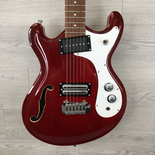Vist Large View of Product Image Which is Used Danelectro 66BT Baritone Guitar Transparent Red, 29.75" Scale Length