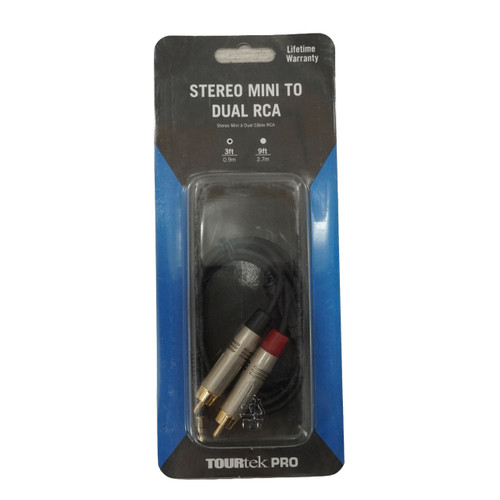 Vist Large View of Product Image Which is New TourTek 3' 1/8" TRS-DUAL RCA Male Breakout cable