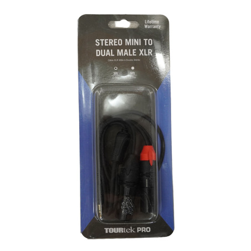 Vist Large View of Product Image Which is New TourTek 3' 1/8" TRS-DUAL XLR Male Breakout cable