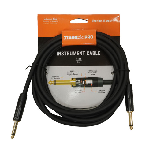 Vist Large View of Product Image Which is New TourTek 10' Instrument Cable - Gold Plug