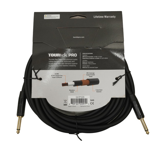 Vist Large View of Product Image Which is New TourTek 20' Instrument Cable Gold Plug