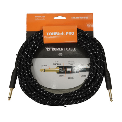 Vist Large View of Product Image Which is New TourTek 25' Cloth Instrument Cable Gold Plug
