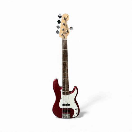 Vist Large View of Product Image Which is Used Squier PRECISION BASS 5 STRING P Type Bass Guitar Red 5-String