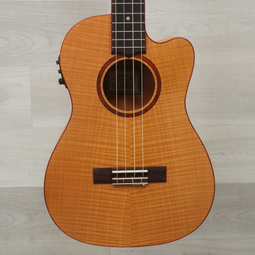 Vist Large View of Product Image Which is Used Lanikai FM-CEB Baritone Ukulele - Natural Flame Maple