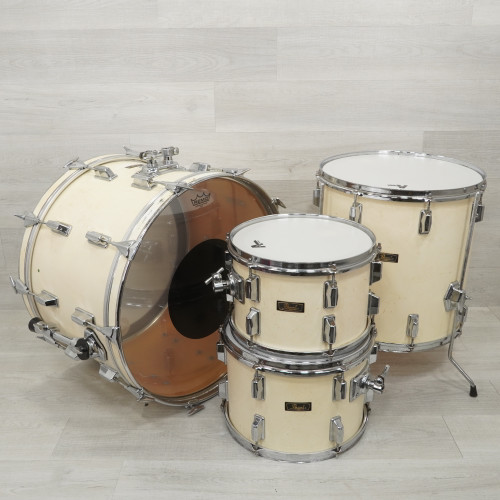 Vist Large View of Product Image Which is Used Pearl Fiberglass MIJ Vintage Drum Shell Kit White AS IS