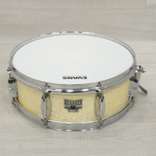 Vist Large View of Product Image Which is Used Yamaha14x5 Y Badge Vintage Wood Snare Drum White Marine Pearl