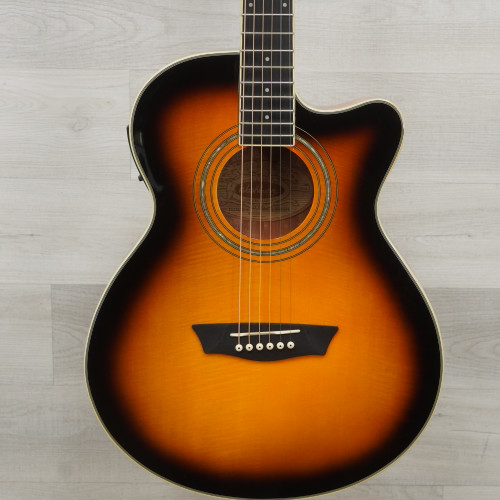 Vist Large View of Product Image Which is Used Washburn EA15 Mini Jumbo Laminate Top Acoustic Guitar Sunburst