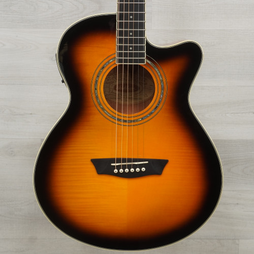 Vist Large View of Product Image Which is Used Washburn EA15 Mini Jumbo Laminate Top Acoustic Guitar Sunburst