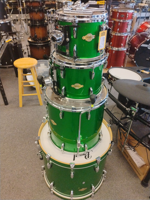 Vist Large View of Product Image Which is Used Pearl MASTERS SST MAPLE 4 PIECE Drum Kit Green 22" Kick Drum