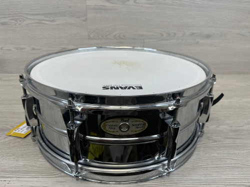Vist Large View of Product Image Which is Used Pearl CUSTOM ALLOY SENSITONE 14X5.5 Metal Snare Drum 14"