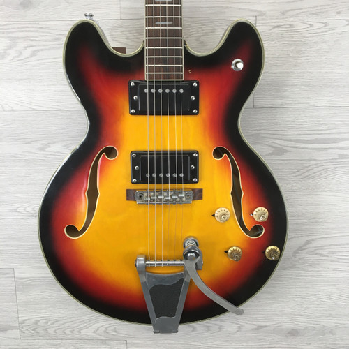 Vist Large View of Product Image Which is Used Kent DC HOLLOWBODY 1960S Vintage Double Cutaway Electric Guitar Sunburst 6-String